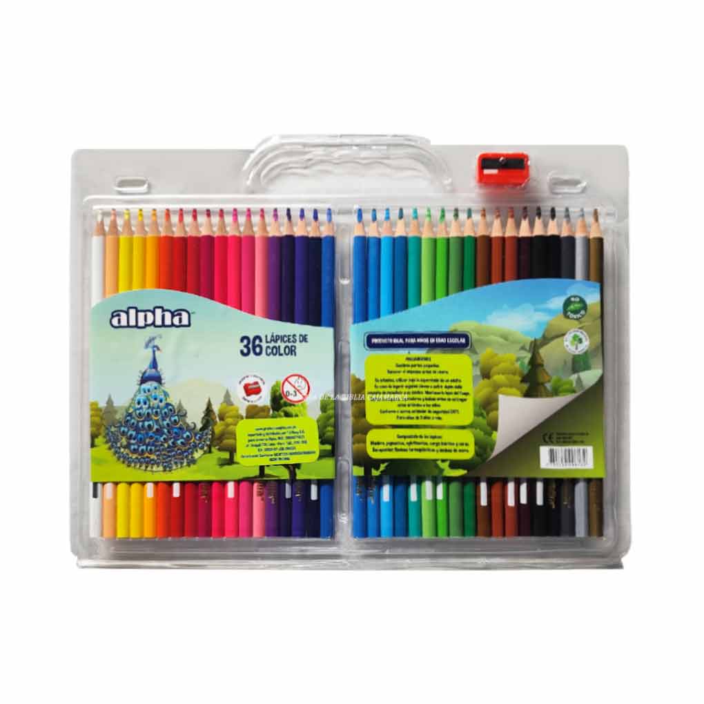 Colores Largos Alpha x 36 unds Bandeja