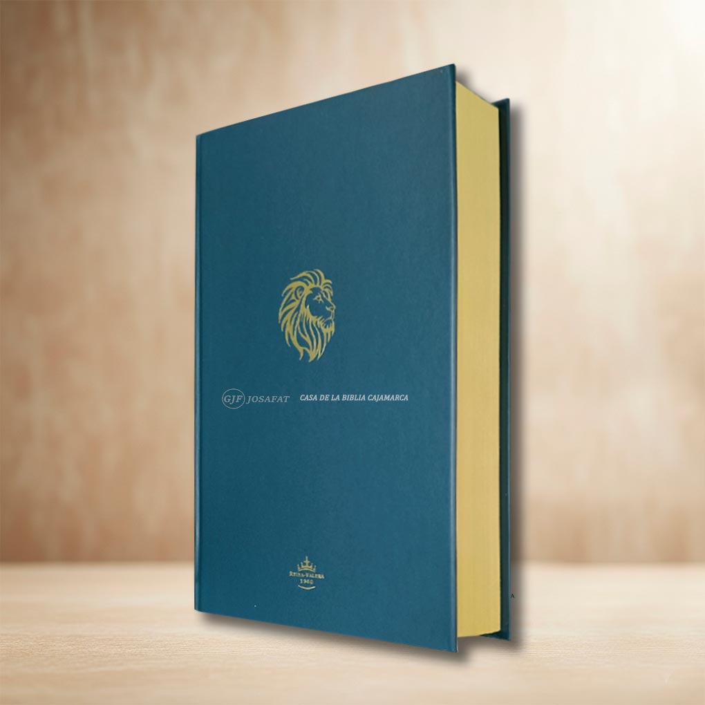 Biblia RVR1960 Personal Tapa Dura Letra Grande 12 pts León Azul