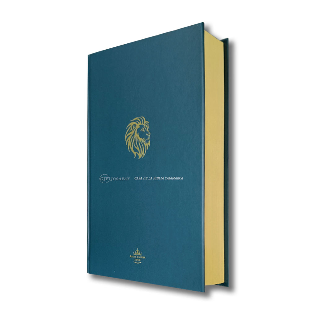 Biblia RVR1960 Personal Tapa Dura Letra Grande 12 pts León Azul