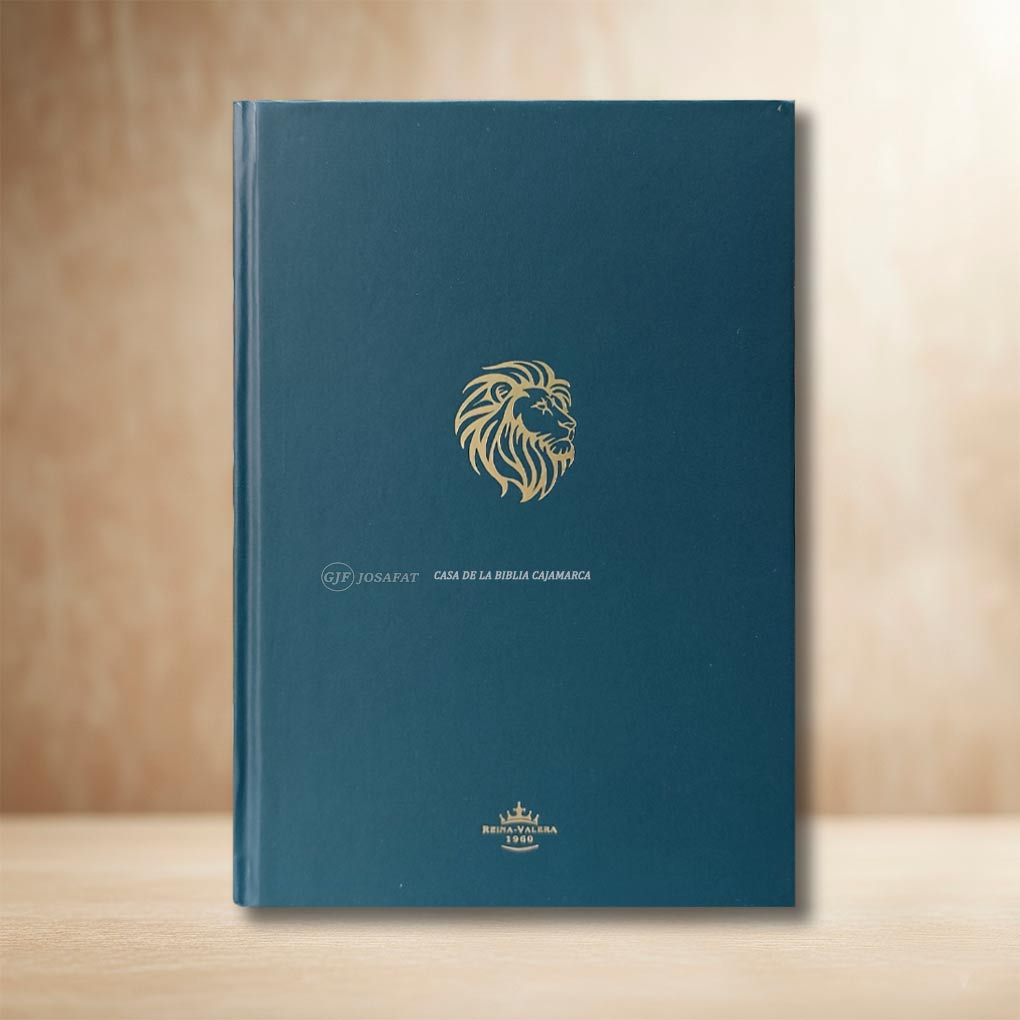 Biblia RVR1960 Personal Tapa Dura Letra Grande 12 pts León Azul