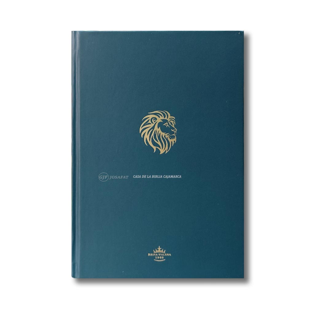 Biblia RVR1960 Personal Tapa Dura Letra Grande 12 pts León Azul