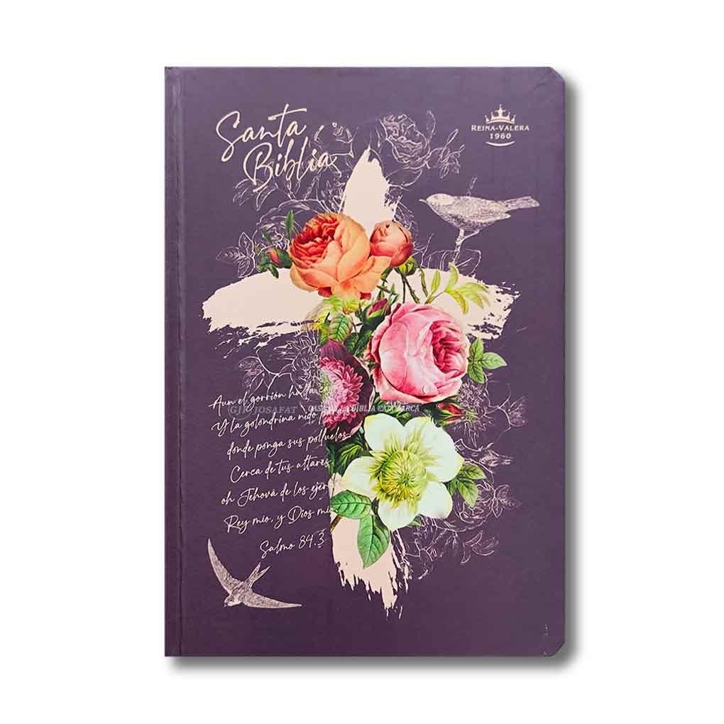 Biblia RVR1960 Personal Tapa Dura Letra Grande 12 pts Rosas Marrón
