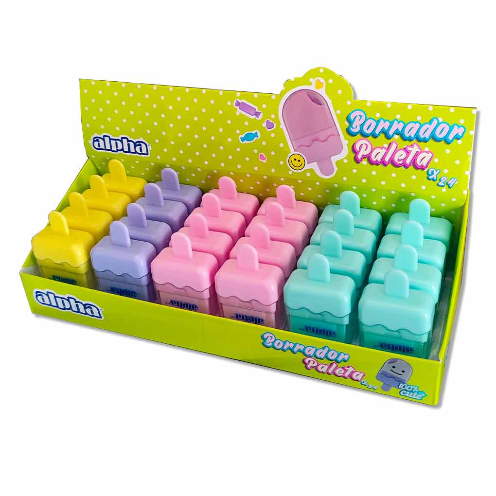 Borrador Grande Paleta con Protector Alpha Caja x 24 unds