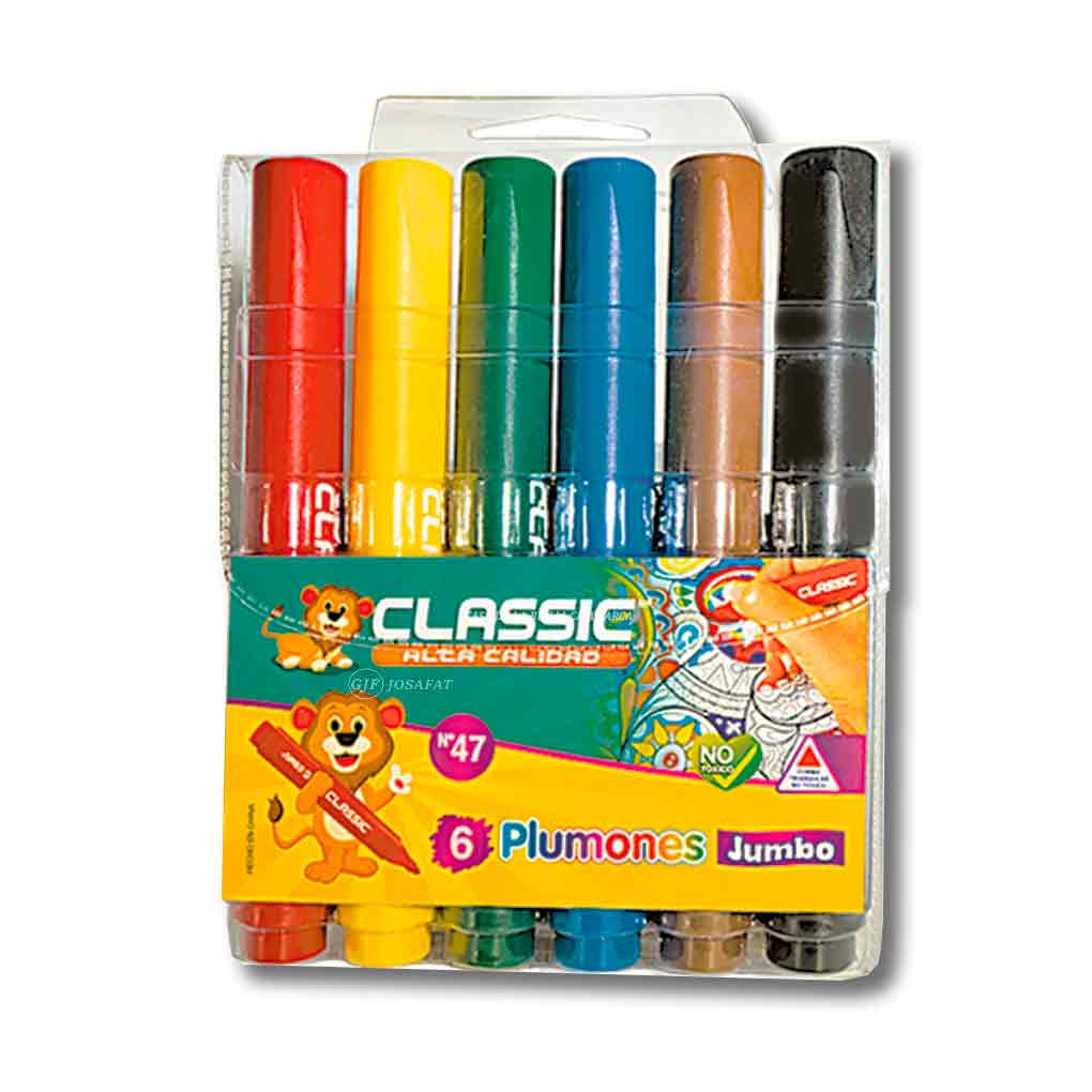Plumones Largos Jumbo Classic 47 x 6 unds