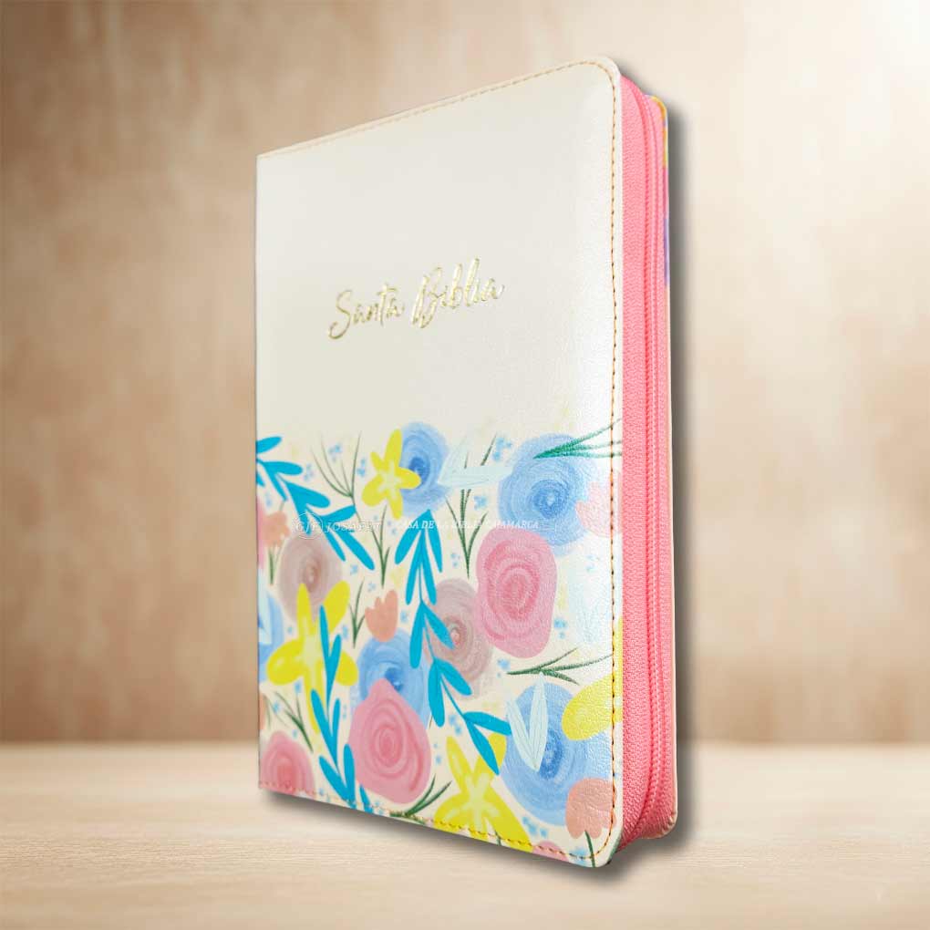 Biblia RVR1960 Letra Grande 12 pts Tapa Simil Piel Personal Cierre Indice Crema