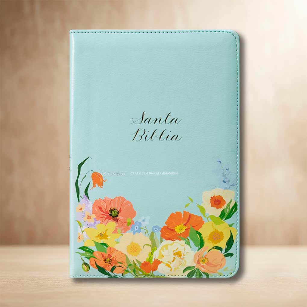 Biblia RVR1960 Letra Grande 12 pts Tapa Simil Piel Personal Cierre Indice Menta