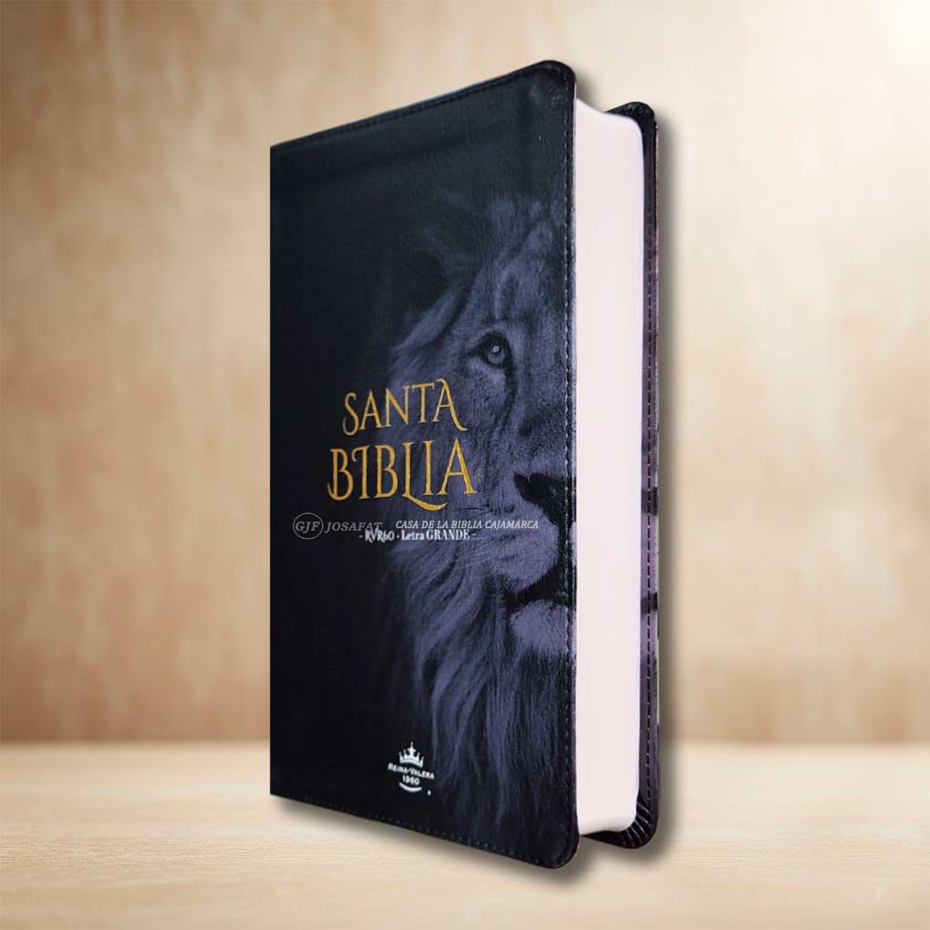 Biblia RVR1960 Personal Letra Grande 12 pts Tapa Simil Piel Leon Negro MB