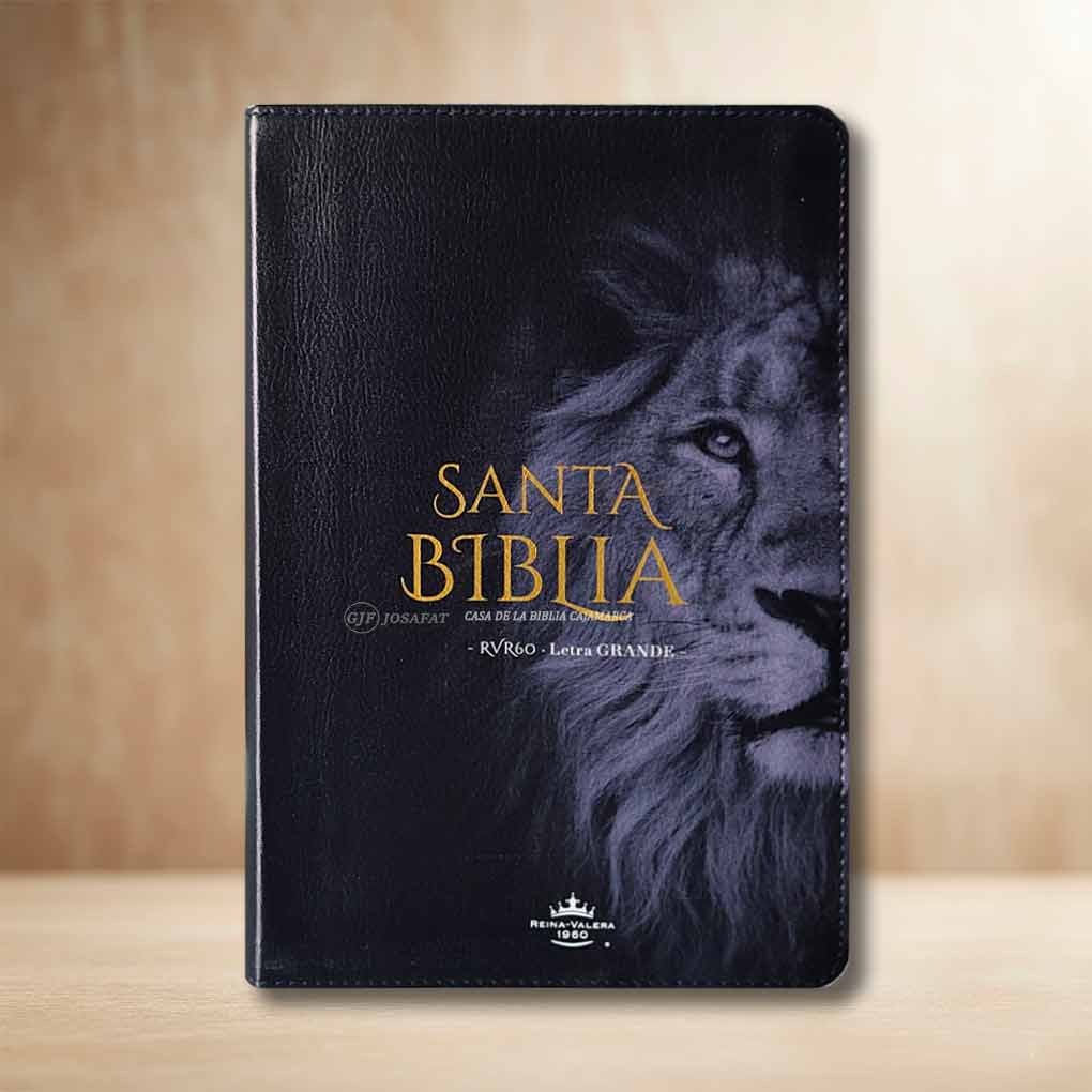 Biblia RVR1960 Personal Letra Grande 12 pts Tapa Simil Piel Leon Negro MB