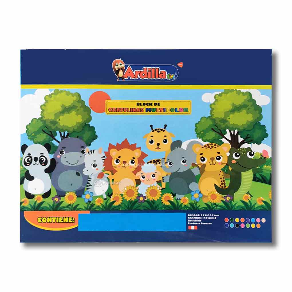 Block de Cartulina de Colores x 15 hjs Ardilla Kids 31 x 24 cm 150 gr