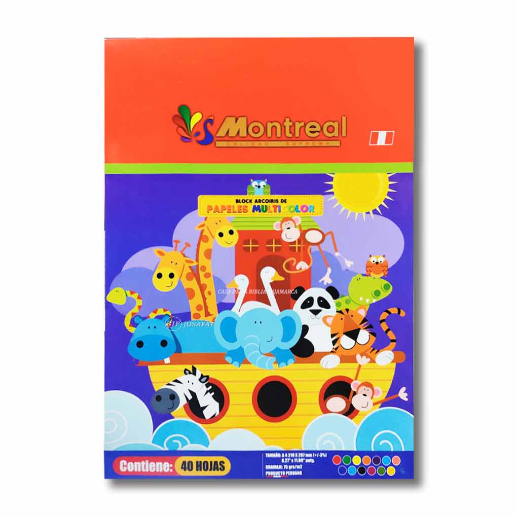 Block de Hojas de Colores x 40 hjs Montreal A4 80 gramos