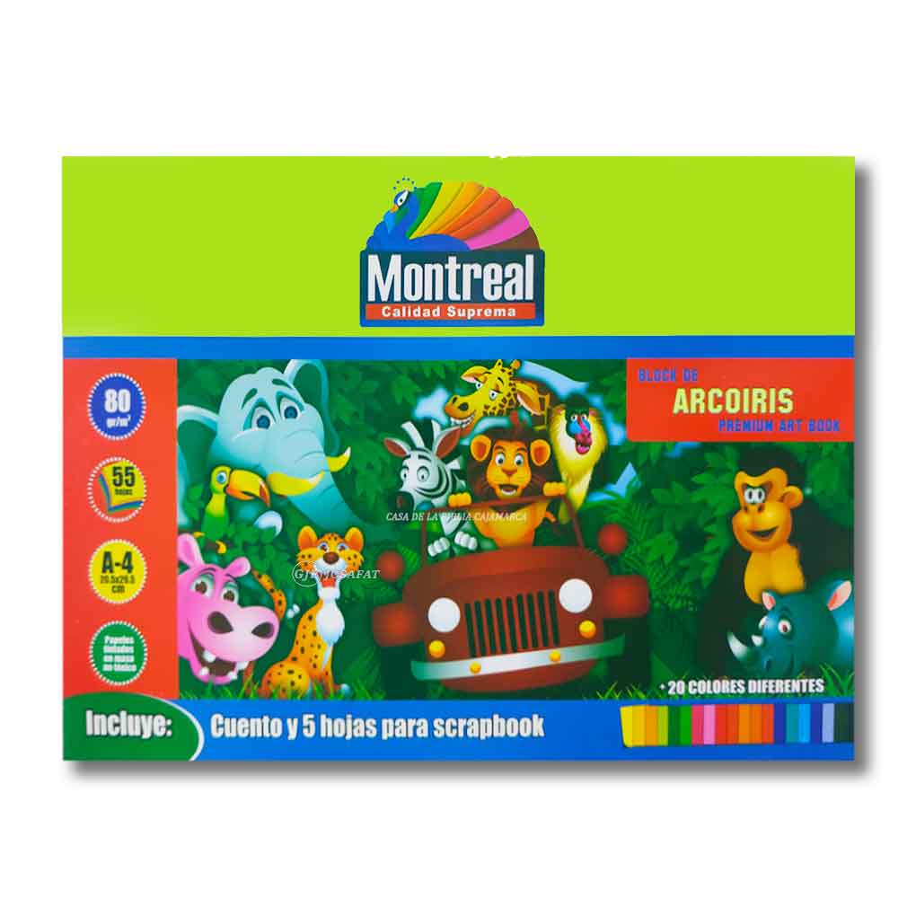 Block de Hojas de Colores x 55 hjs Montreal A4 80 gramos