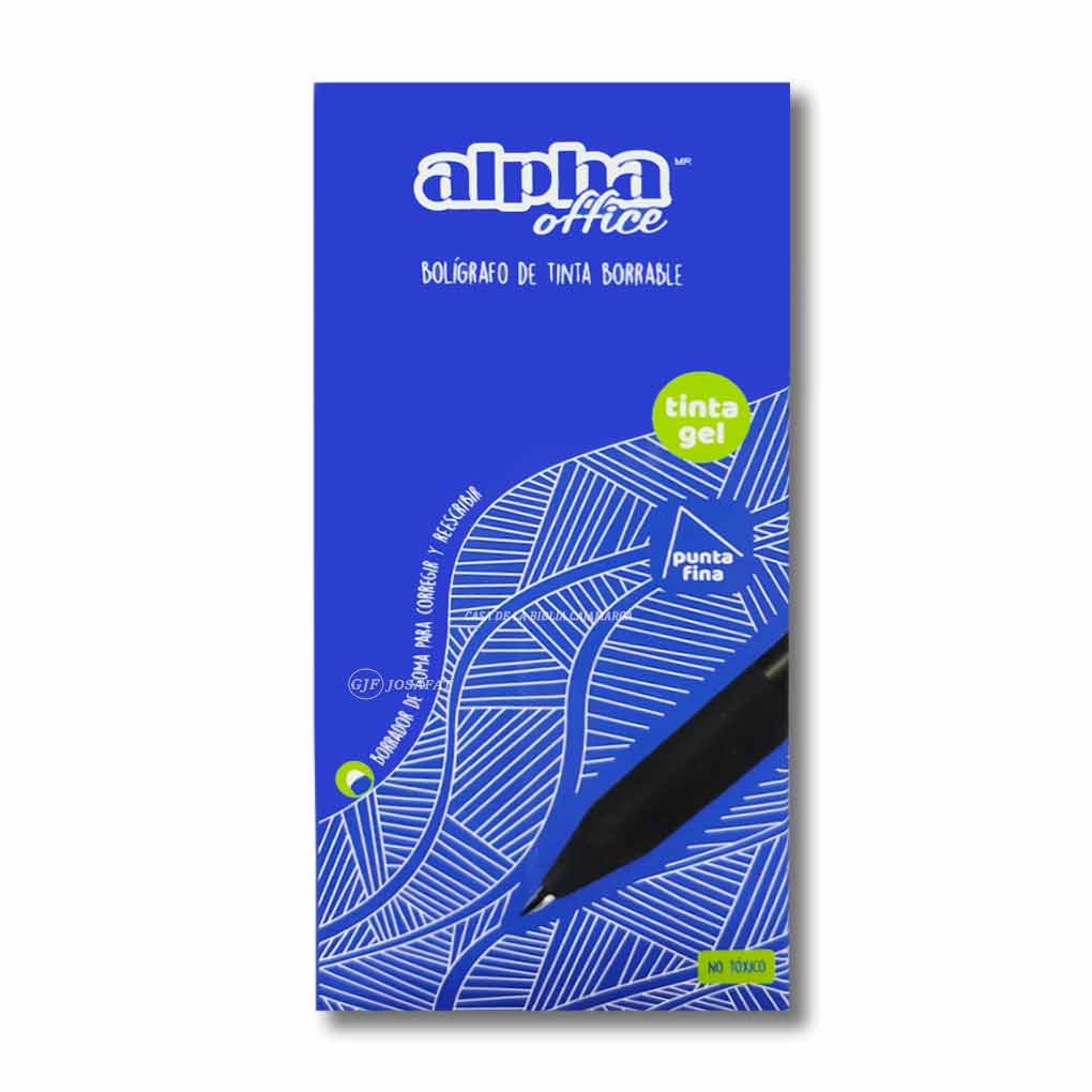 Boligrafo Borrable Alpha Negro Caja x 12 unds