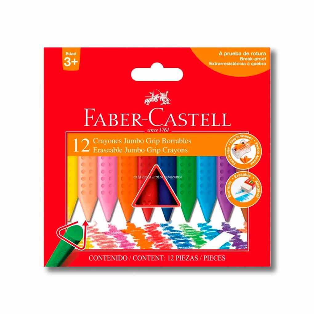 Crayones Jumbo Faber Castell Grip x 12 unds