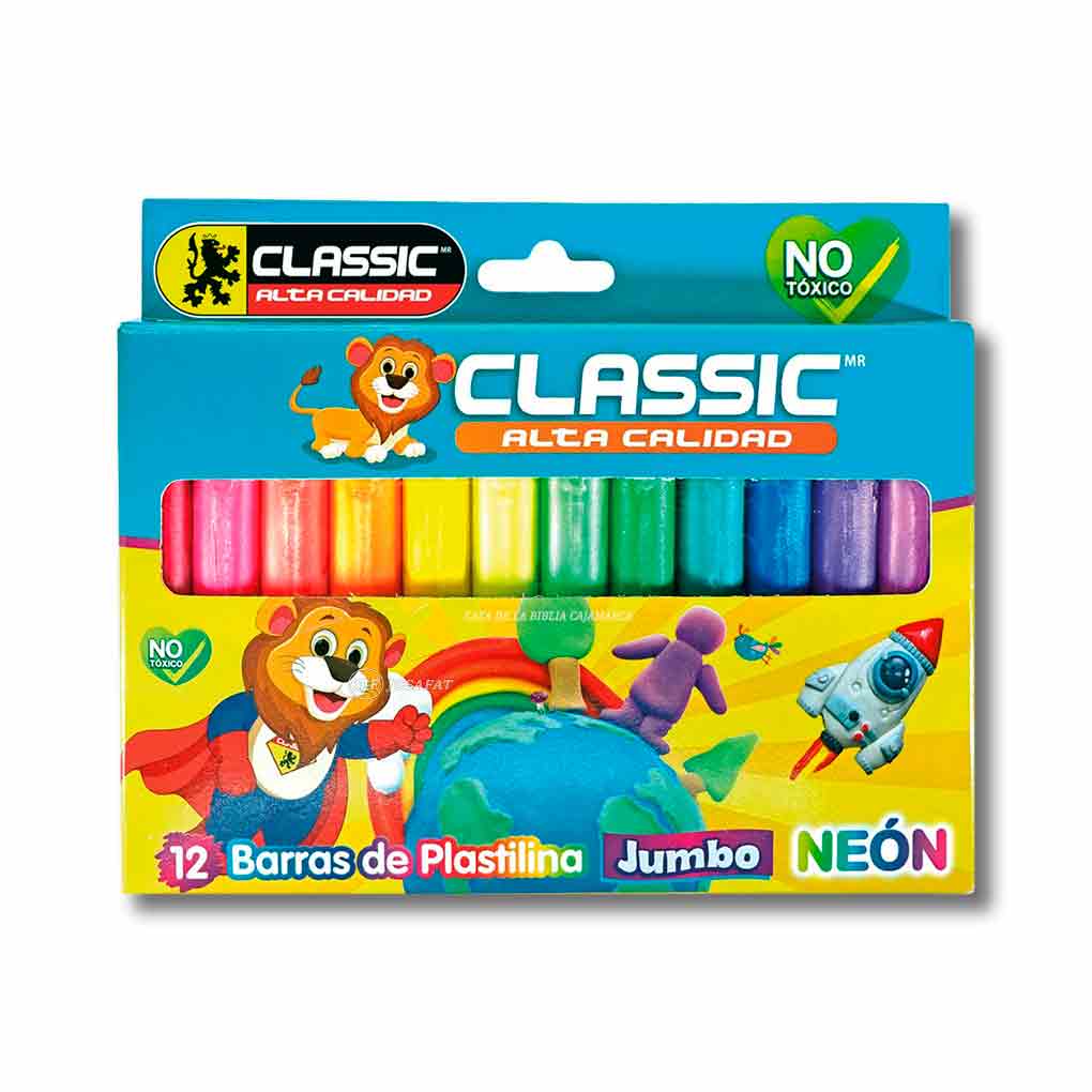 Plastilina Jumbo Neón Classicx 12 unds