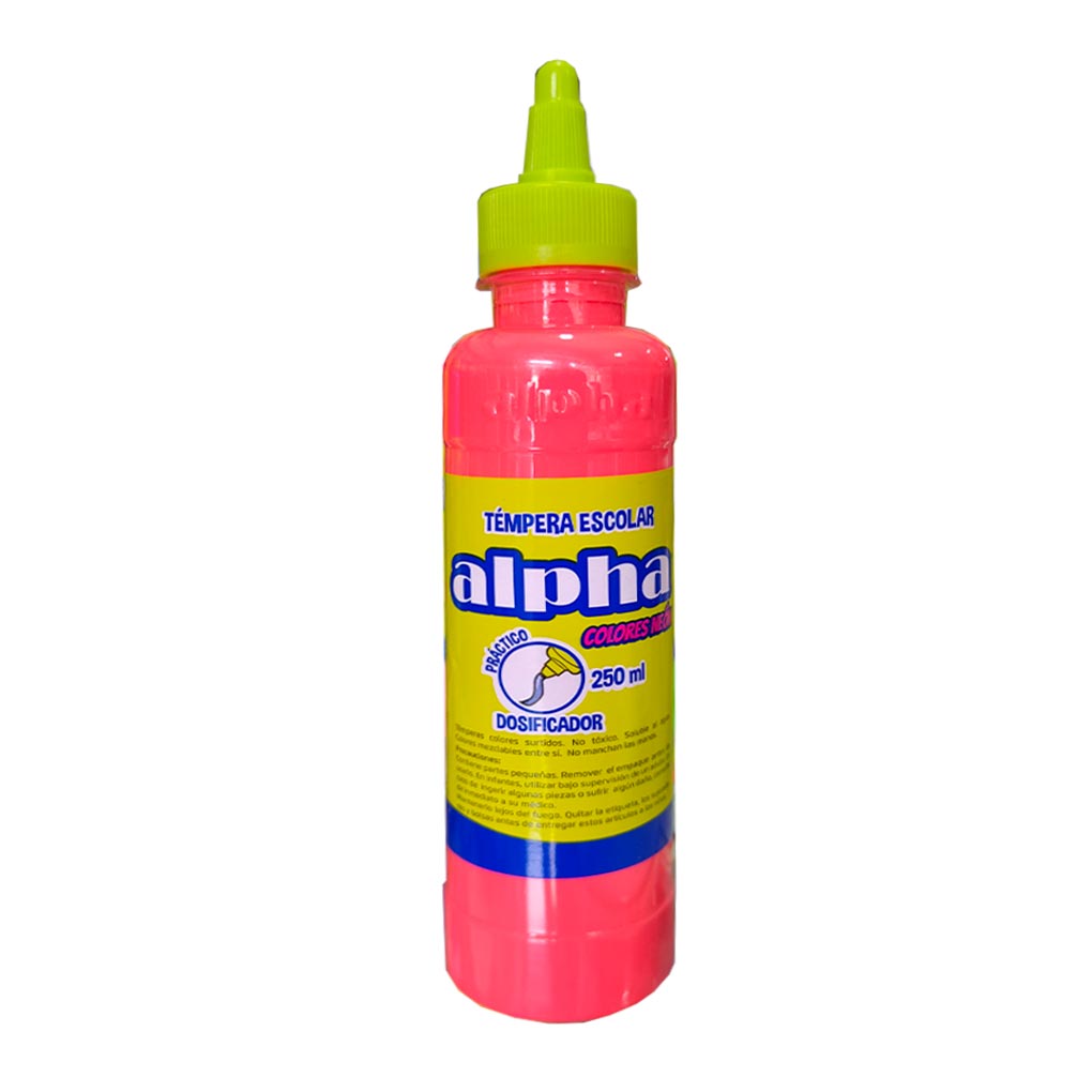 Tempera 250 ml Alpha Rojo Neón