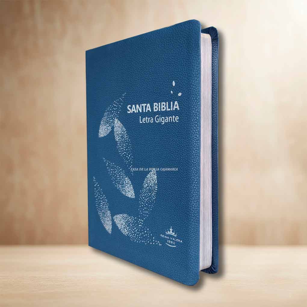 Biblia RVR1960 Letra Gigante 14 Pts Tapa Simil Piel Personal Filo Dorado Azul AZ