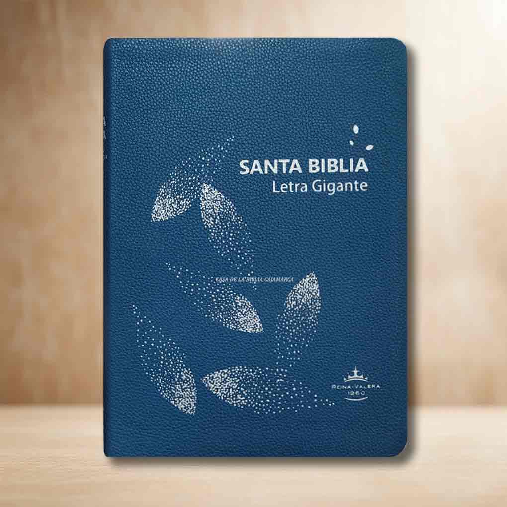 Biblia RVR1960 Letra Gigante 14 Pts Tapa Simil Piel Personal Filo Dorado Azul AZ