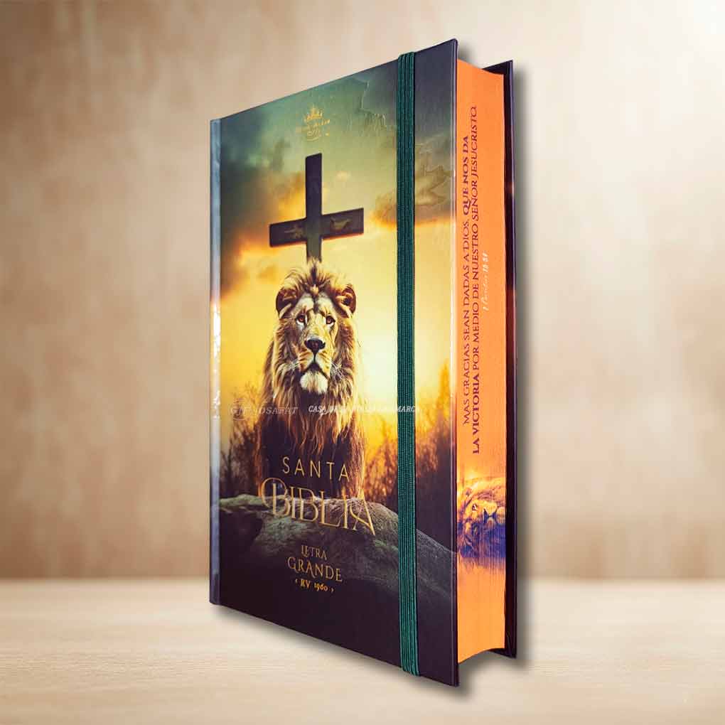 Biblia RVR1960 Personal Letra Grande 12 pts Tapa con Liga Leon Victoria MB