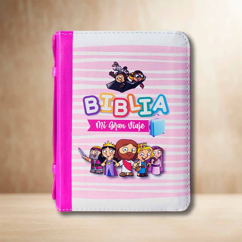 Biblia Mi Gran Viaje RVR1960 Tapa Piel Cierre con Asa Fucsia