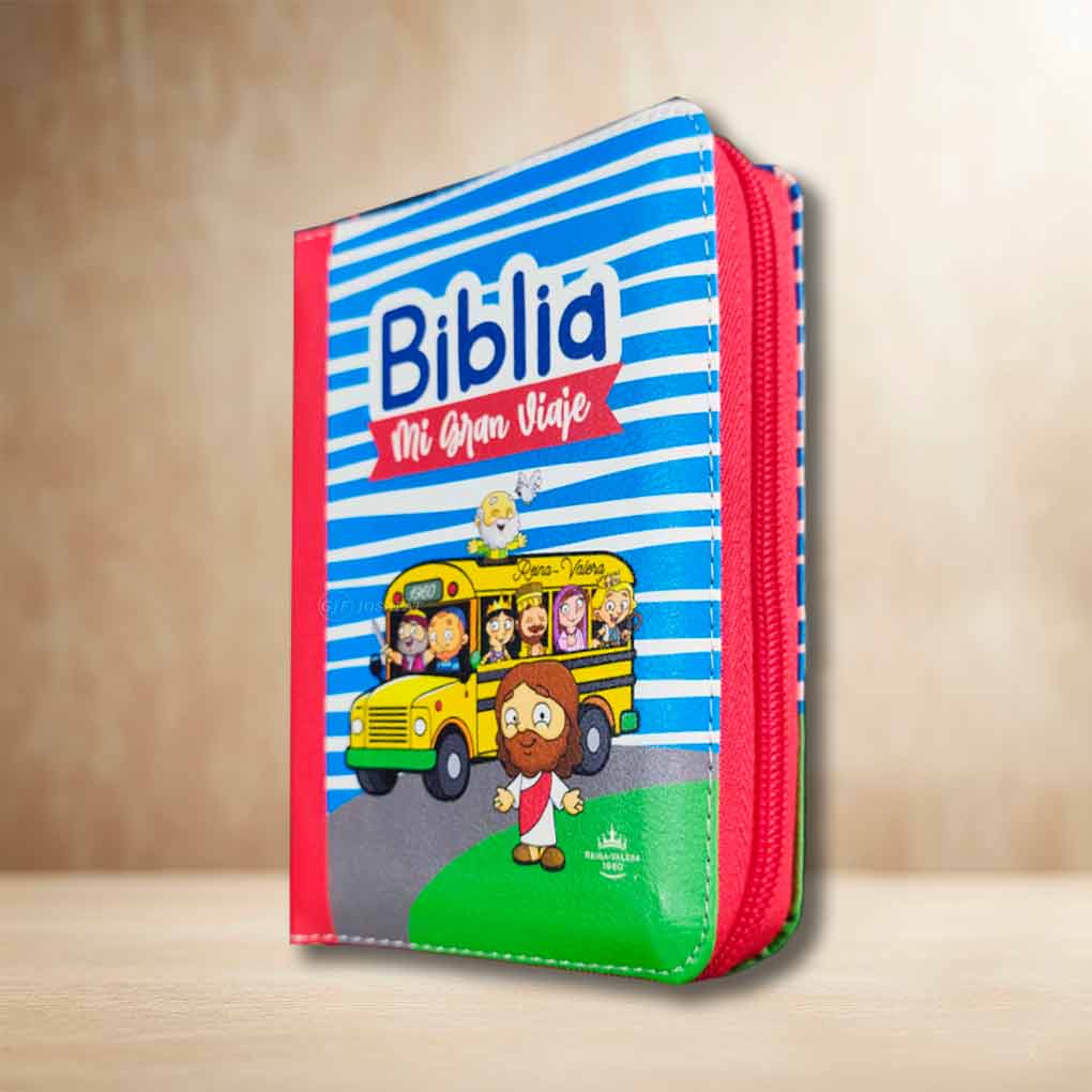 Biblia Mi Gran Viaje RVR1960 Tapa Piel Cierre con Asa Rojo
