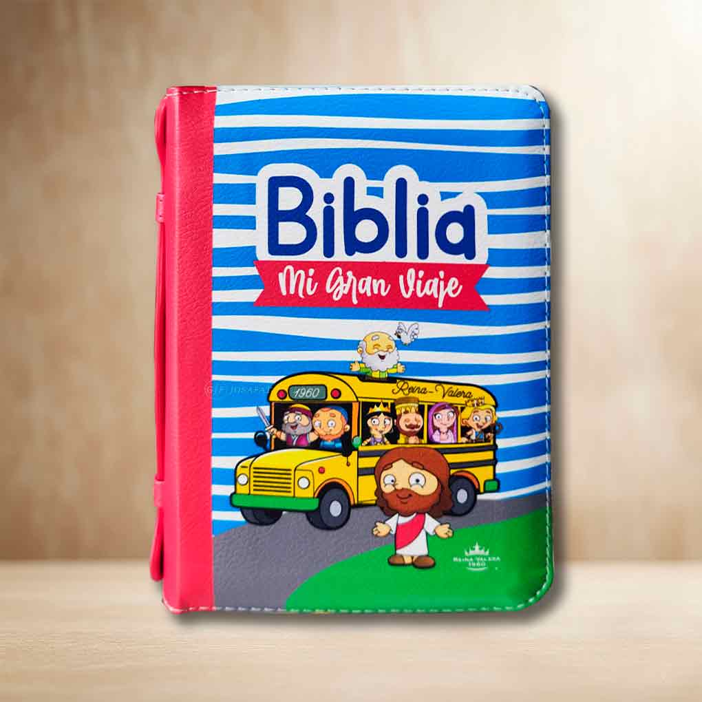 Biblia Mi Gran Viaje RVR1960 Tapa Piel Cierre con Asa Rojo