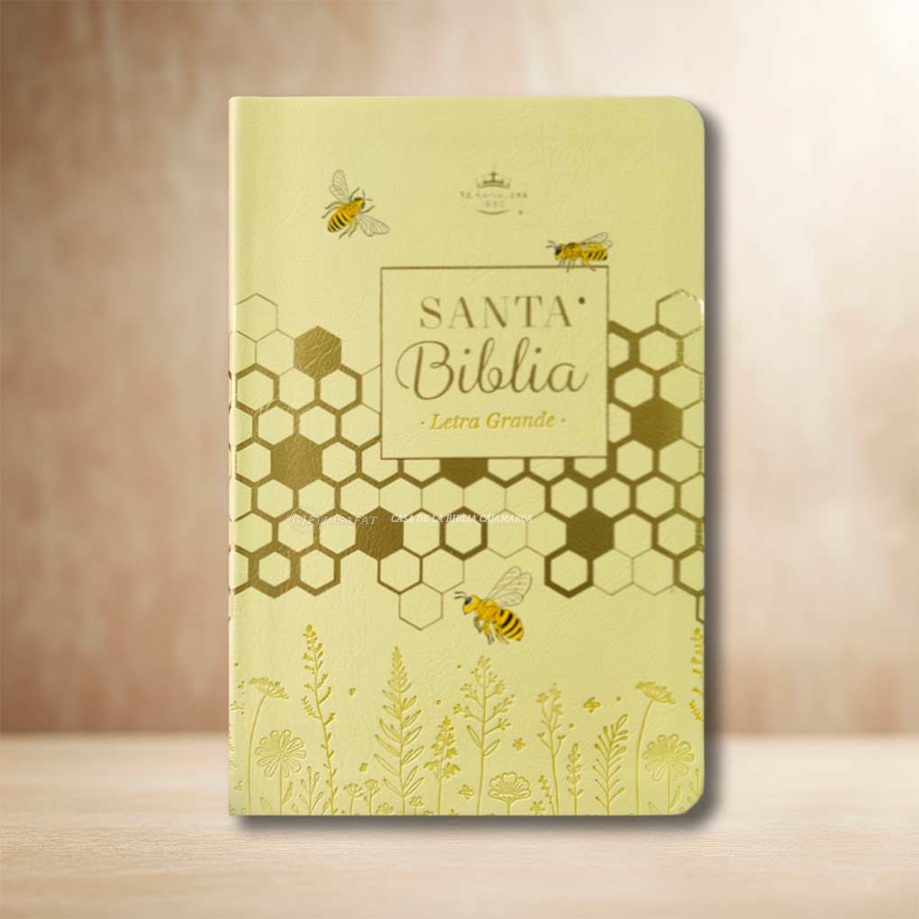 Biblia RVR1960 Personal Letra Grande 11.5 pts Obsequios y Premios MB Amarillo Abejas