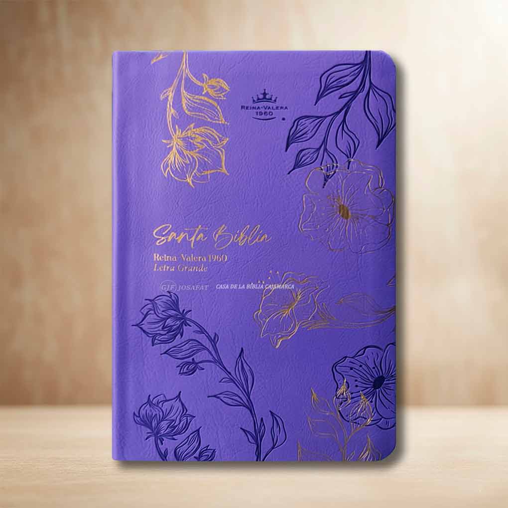 Biblia RVR1960 Personal Letra Grande 11.5 pts Obsequios y Premios MB Morado Flores
