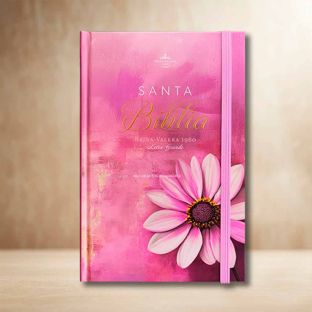 Biblia RVR1960 Personal Letra Grande 12 pts Tapa con Liga Flor Rosa MB