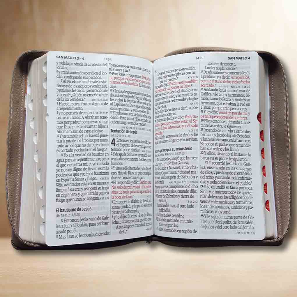 Biblia RVR1960 Letra Super Gigante 19 Pts Tapa Simil Piel Cierre Indice MB Negro Café Beige Claro
