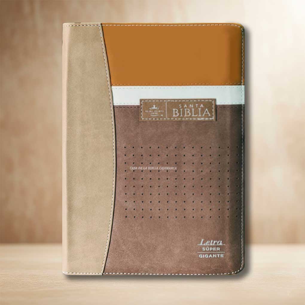 Biblia RVR1960 Letra Super Gigante 19 Pts Tapa Simil Piel Cierre Indice MB Negro Café Beige Claro