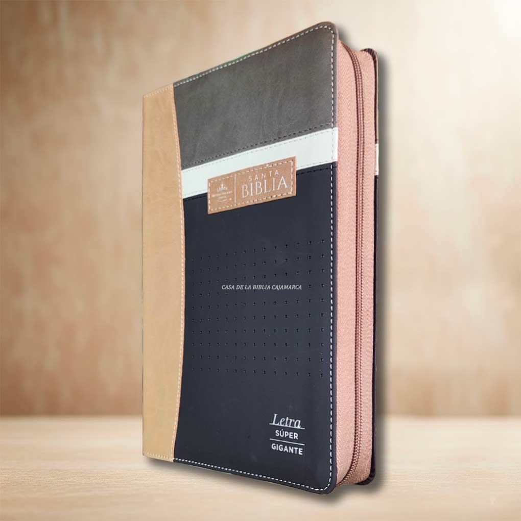 Biblia RVR1960 Letra Super Gigante 19 Pts Tapa Simil Piel Cierre Indice MB Negro Café Beige