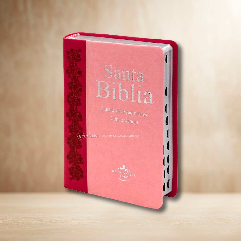 Biblia RVR1960 Fuente de Bendición Manual Con Índice Tapa Piel Rosa Fucsia