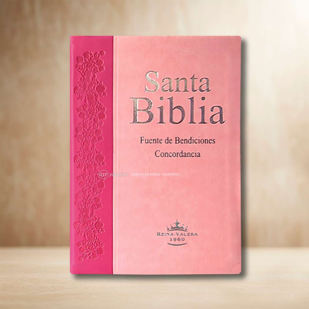 Biblia RVR1960 Fuente de Bendición Manual Con Índice Tapa Piel Rosa Fucsia