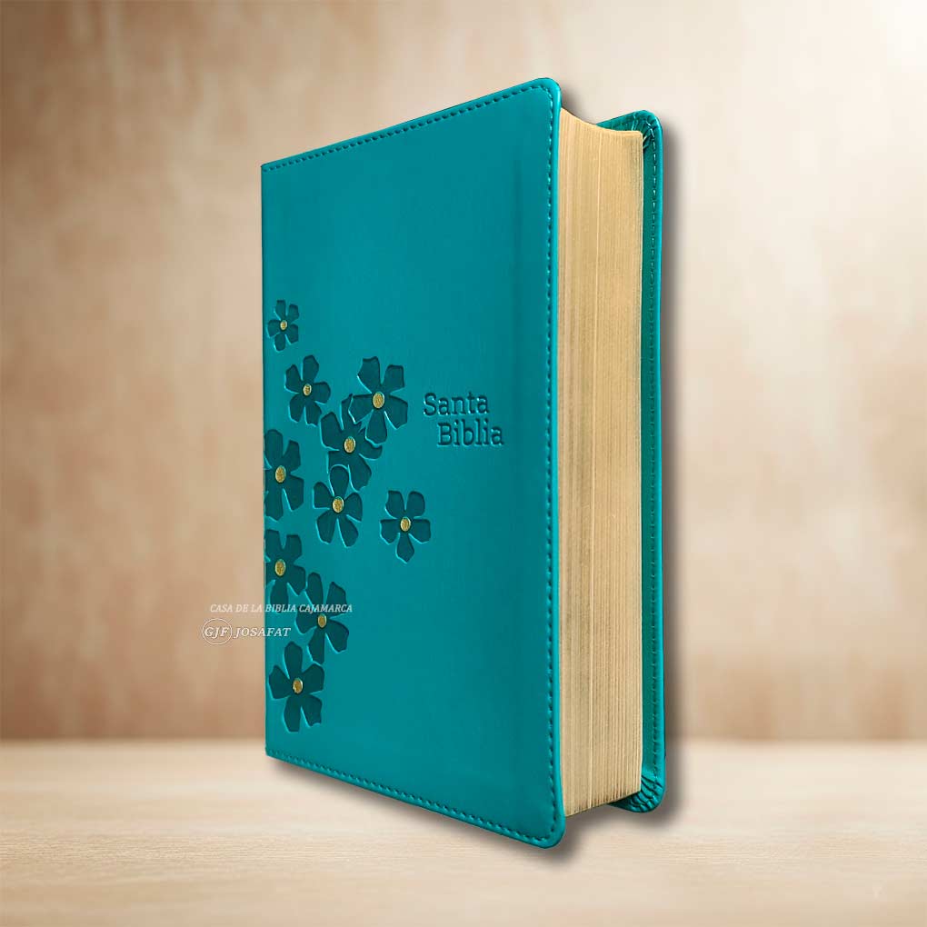 Biblia Compacta NTV Letra Gigante con Filament SentiPiel Turquesa Floral
