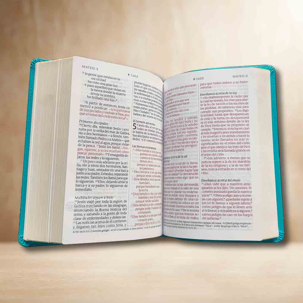 Biblia Compacta NTV Letra Gigante con Filament SentiPiel Turquesa Floral