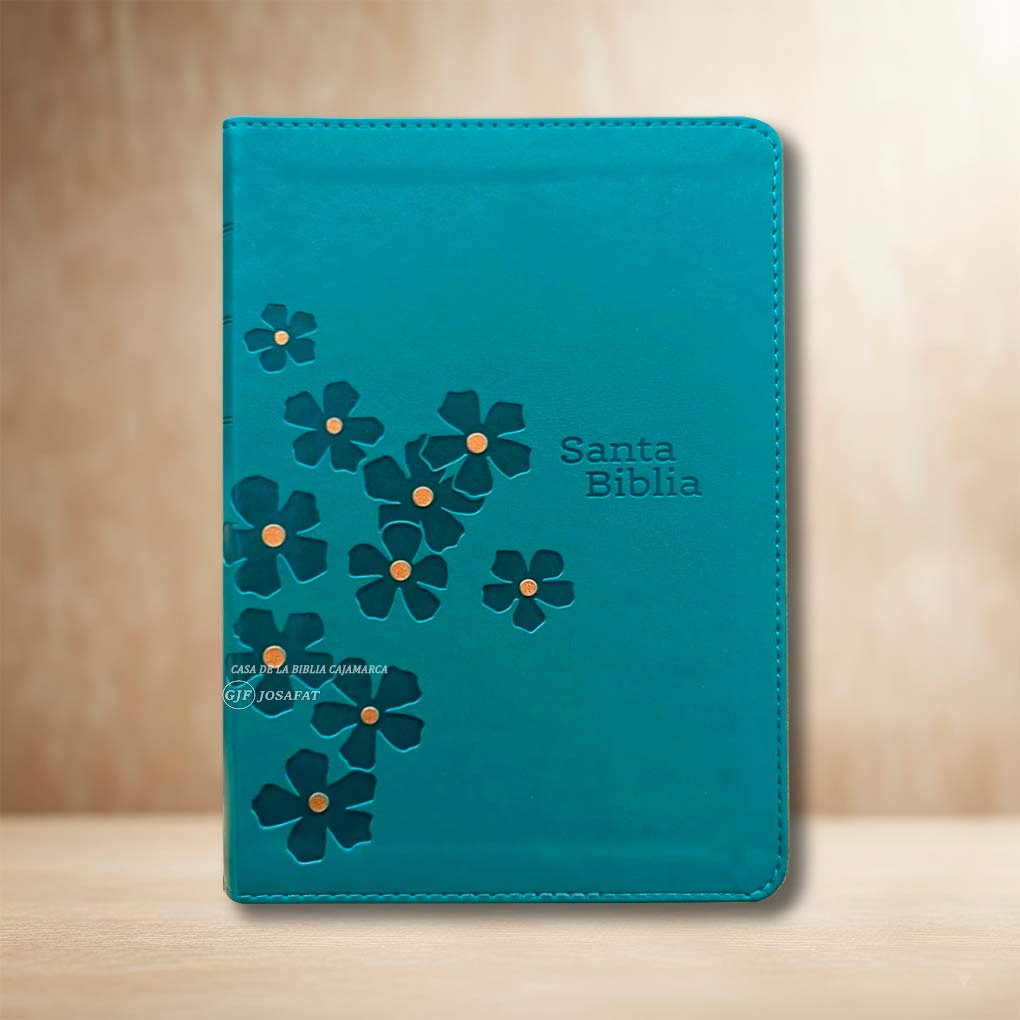 Biblia Compacta NTV Letra Gigante con Filament SentiPiel Turquesa Floral