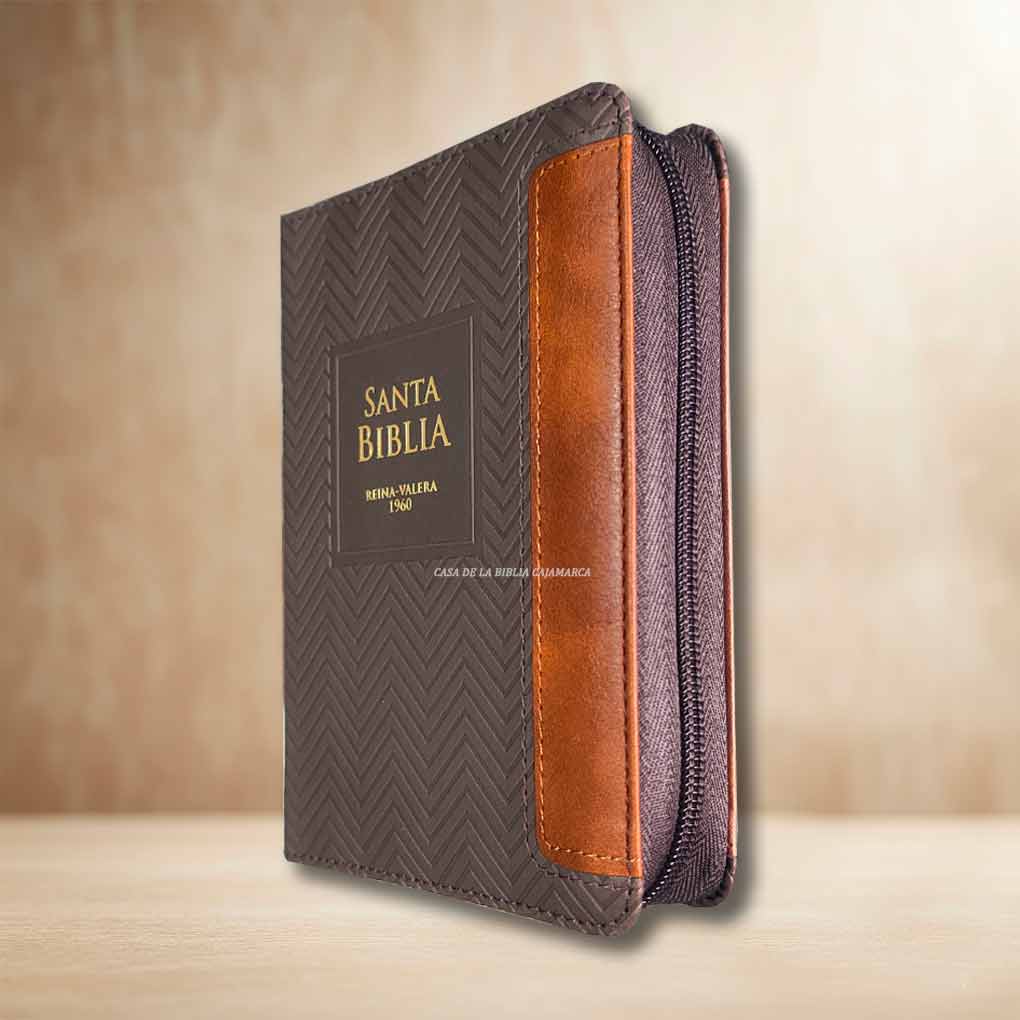 Biblia RVR1960 Compacta Tapa Simil Piel Geométrico Café