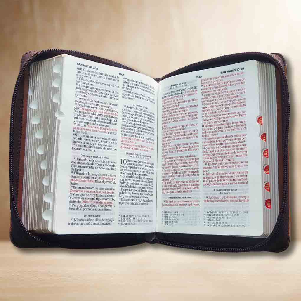 Biblia RVR1960 Compacta Tapa Simil Piel Geométrico Café