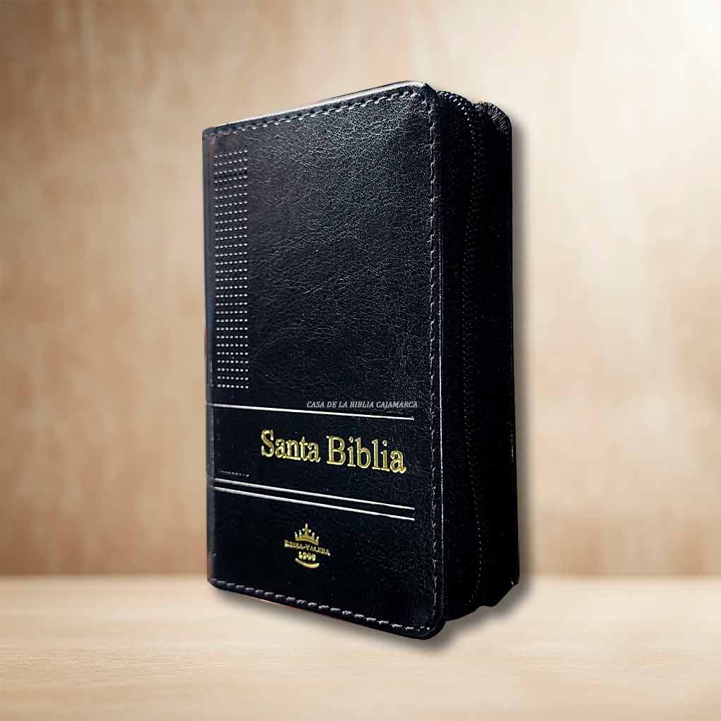 Biblia RVR1960 Bolsillo Mini Biblia Tapa Piel Cierre Indice Negro