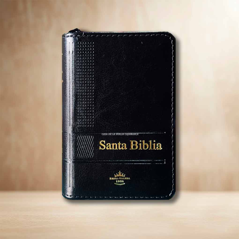 Biblia RVR1960 Bolsillo Mini Biblia Tapa Piel Cierre Indice Negro