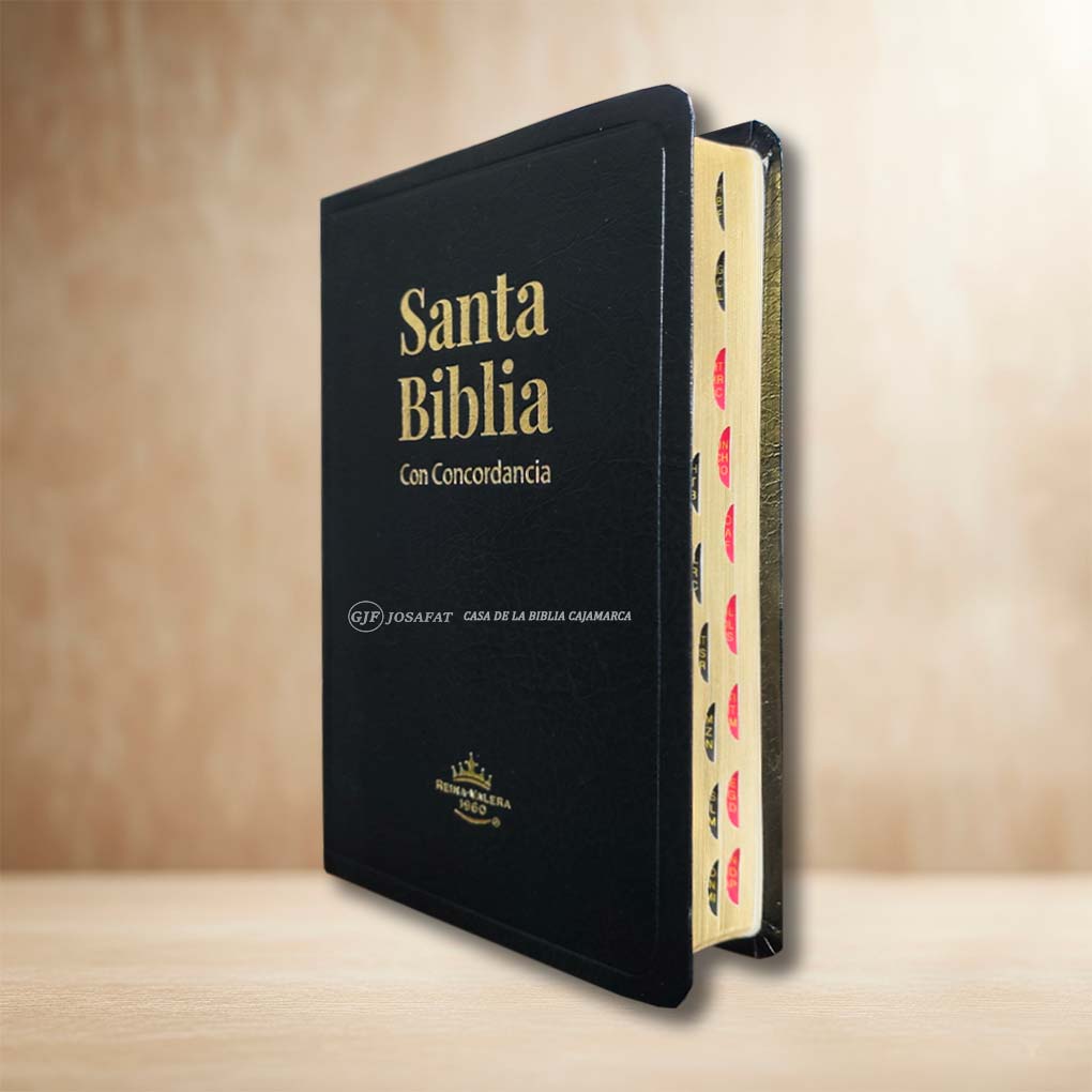 Biblia RVR1960 Manual Tapa Piel Indice Negro