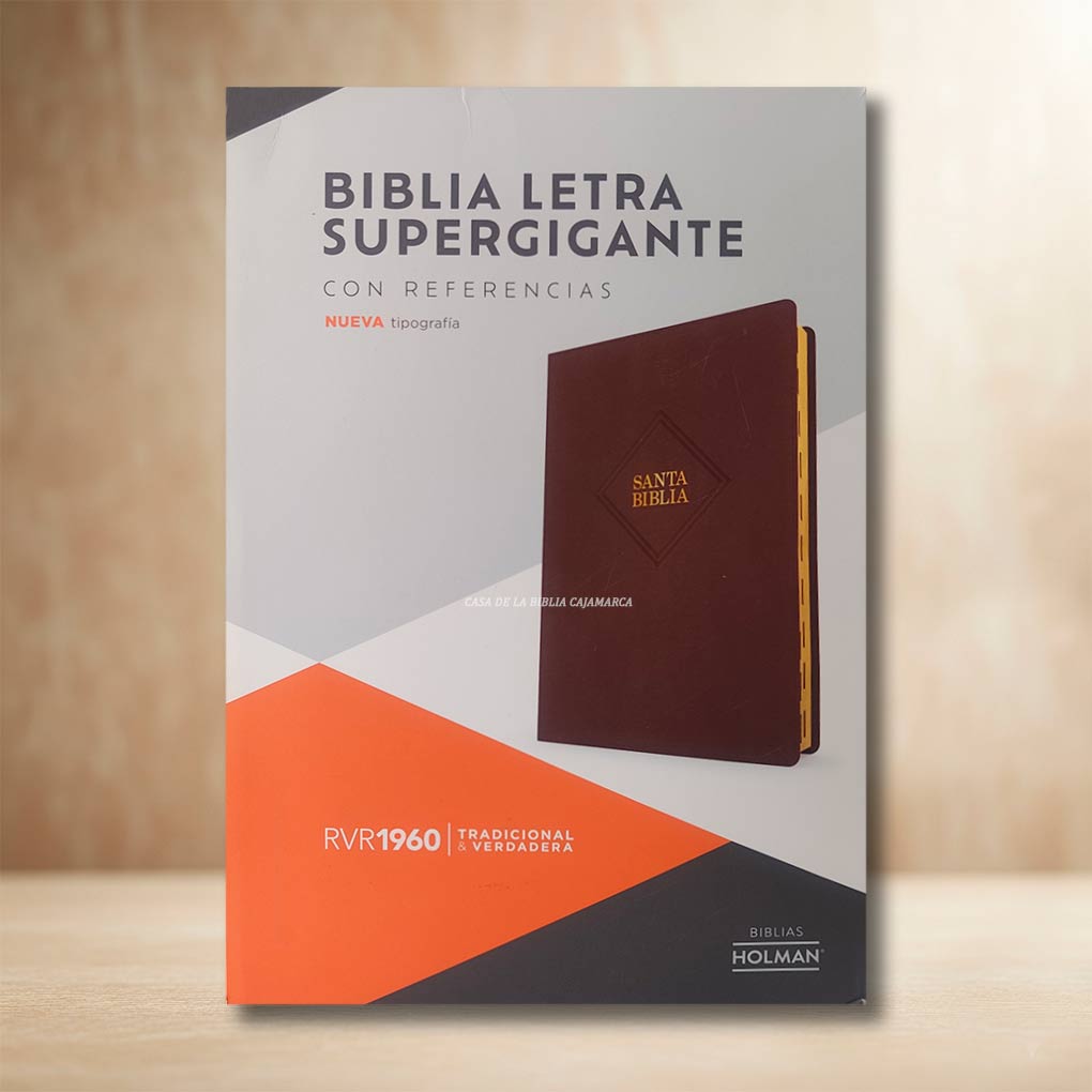 Biblia RVR1960 Letra Super Gigante 16 pts Piel Índice Marron Holman