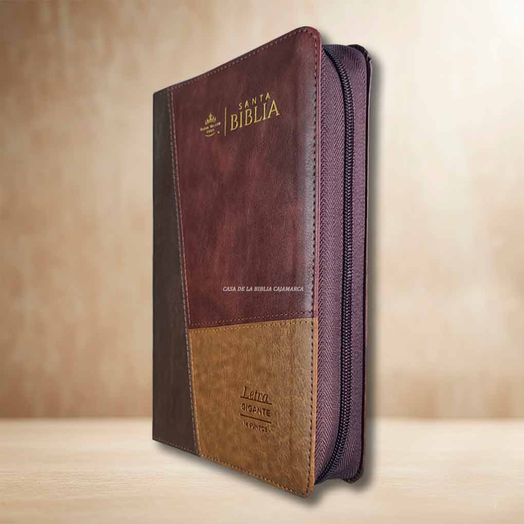 Biblia RVR1960 Letra Gigante 14 Pts Tapa Simil Piel Cierre Indice Personal MB Tritono Café