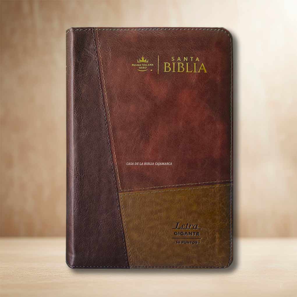 Biblia RVR1960 Letra Gigante 14 Pts Tapa Simil Piel Cierre Indice Personal MB Tritono Café
