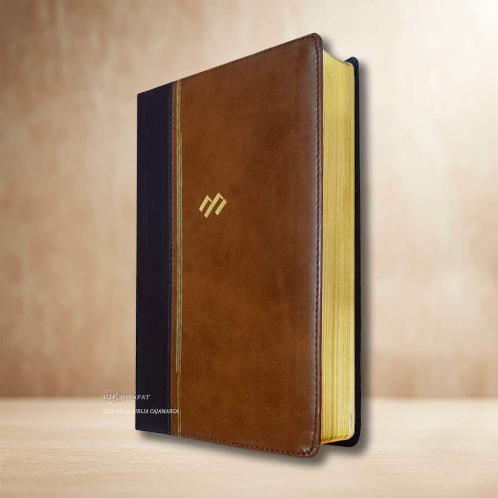 Biblia Temática de Estudio RVR1960 Tapa Piel Cafe Negro Duo tono