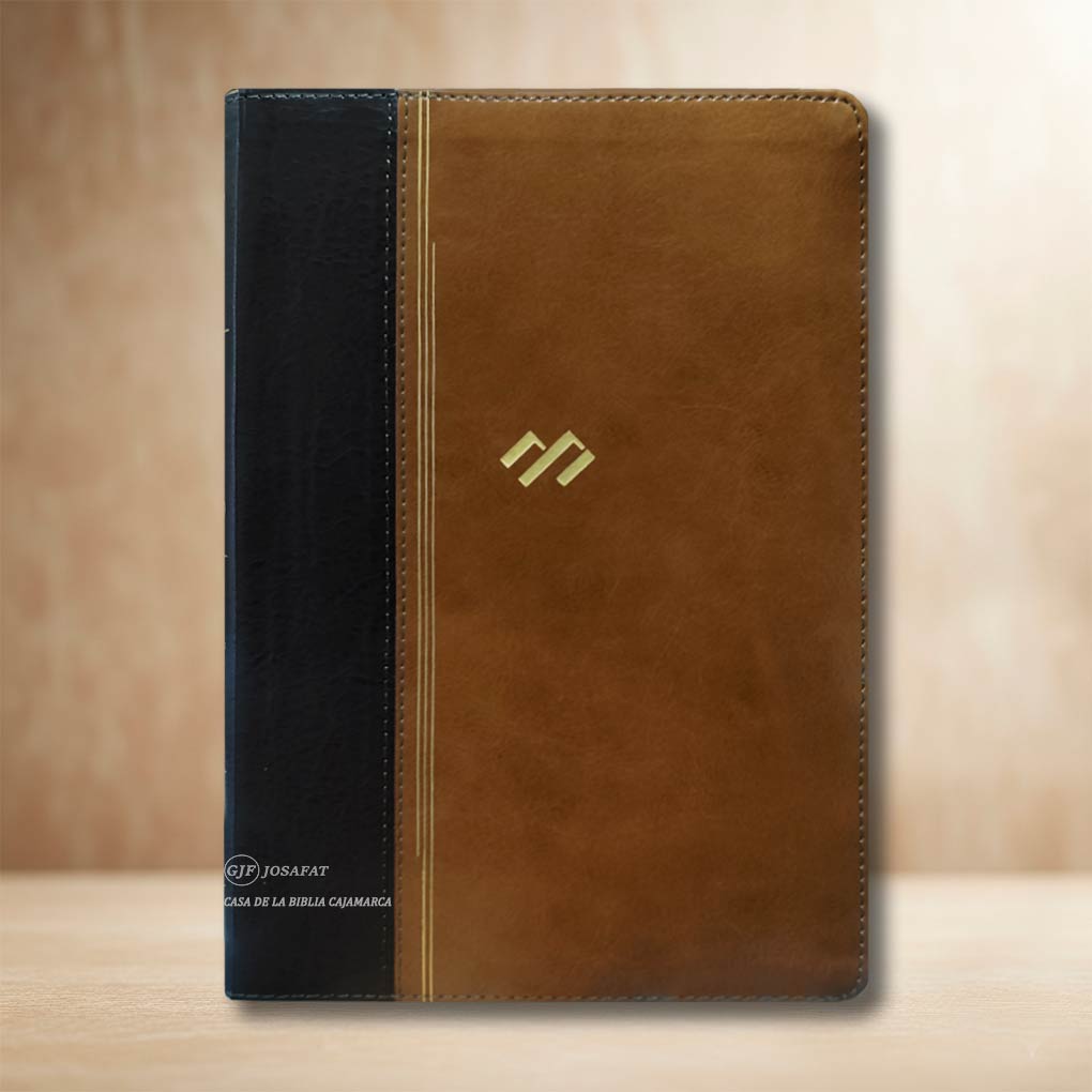 Biblia Temática de Estudio RVR1960 Tapa Piel Cafe Negro Duo tono