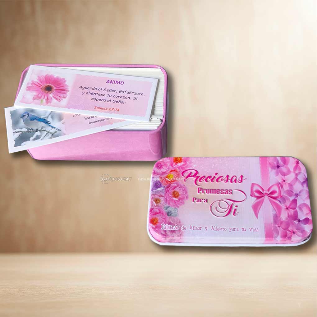 Promesas Preciosas para Ti Caja de Metal x 100 unds Rosado