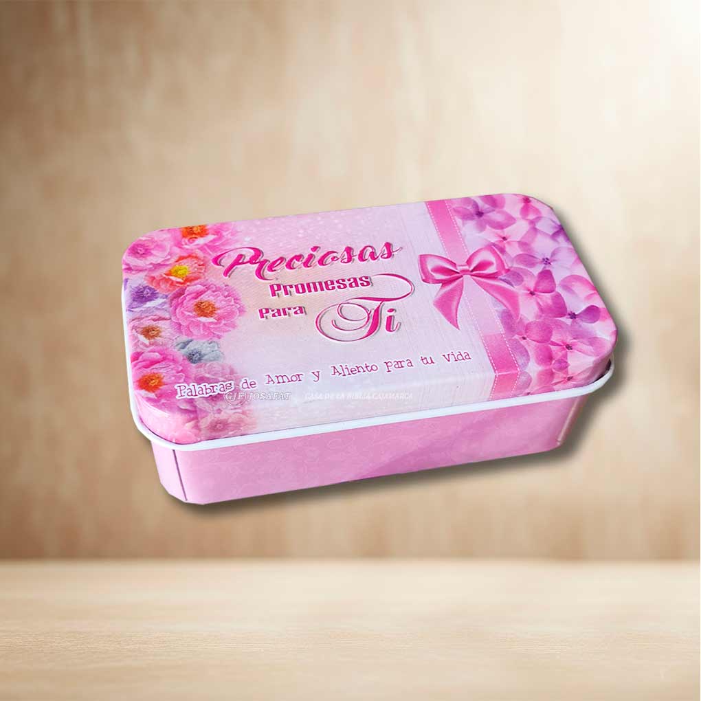 Promesas Preciosas para Ti Caja de Metal x 100 unds Rosado