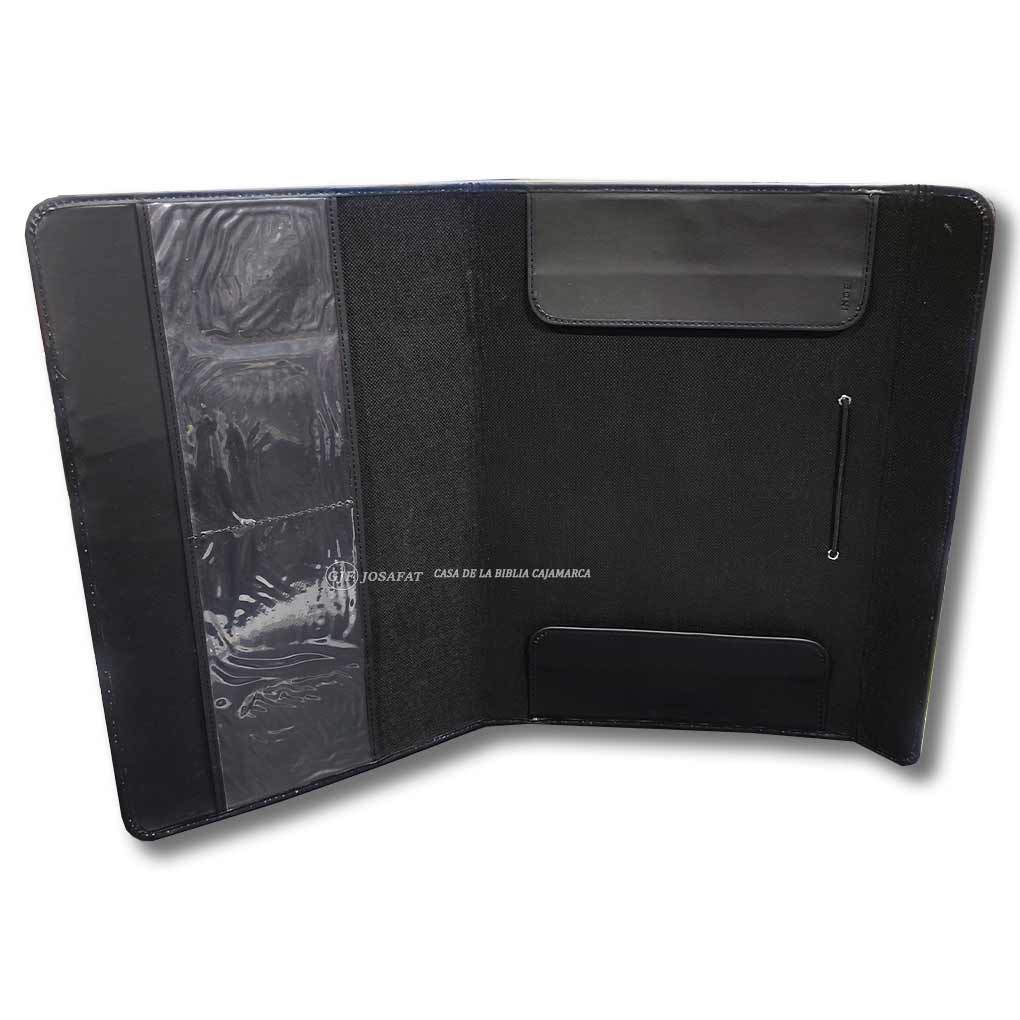 Folder con Liga Oficio Bio Cuero con Tarjetero Negro B1